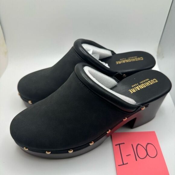 CUSHIONAIRE Women's Guest Faux Wood Clog with Memory Foam Padding 8.5 BLACK NEW - Picture 3 of 7